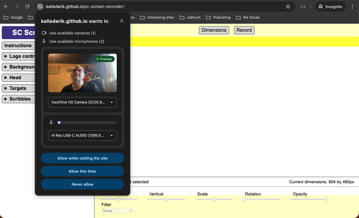 Screenshot - request to use devices