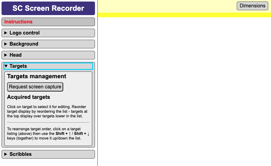Screenshot - the Targets panel