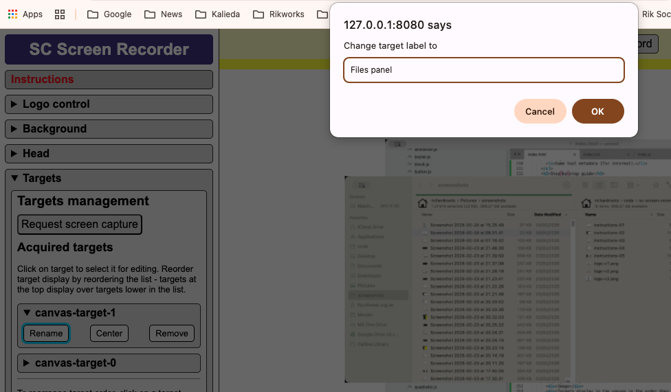 Screenshot - renaming a target
