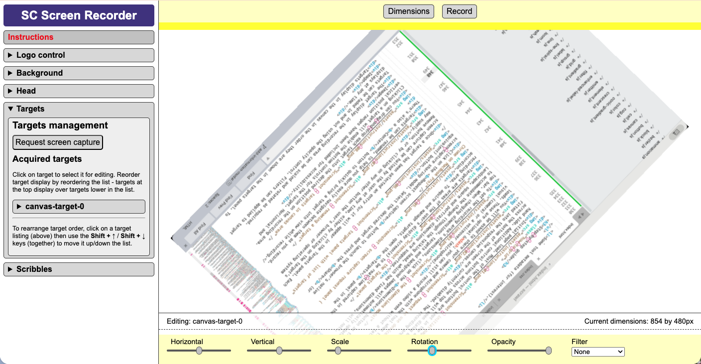 Screenshot - scaled and rotated target