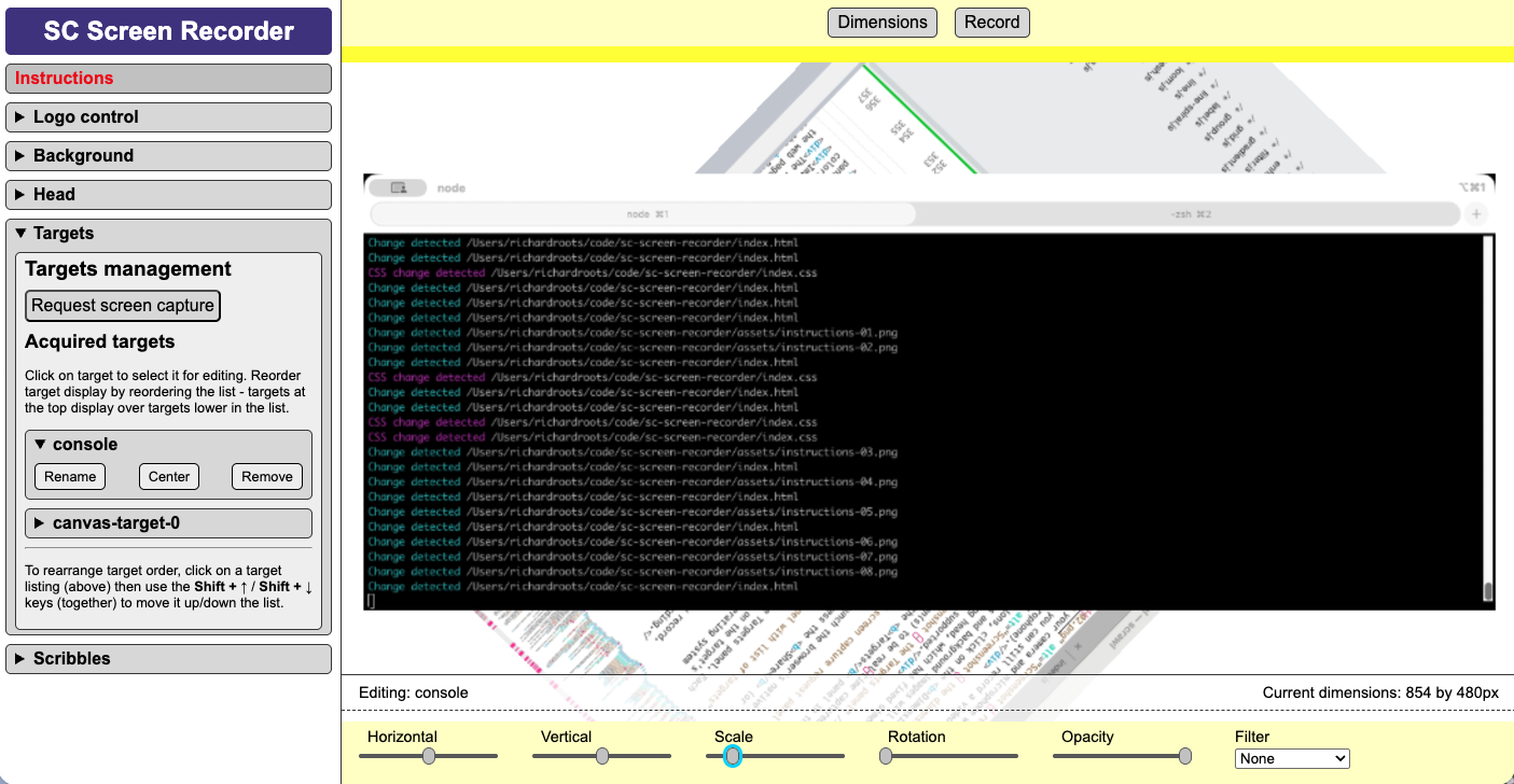 Screenshot - target ordering