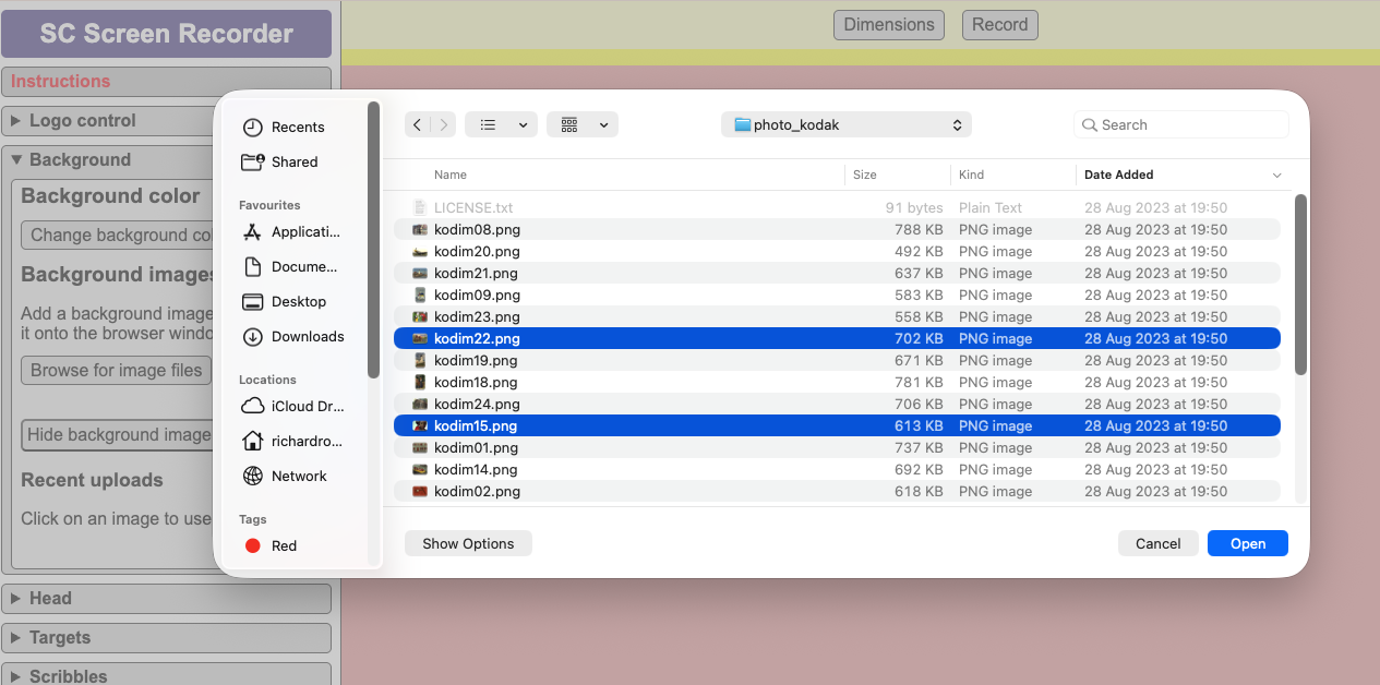 Screenshot - uploading images
