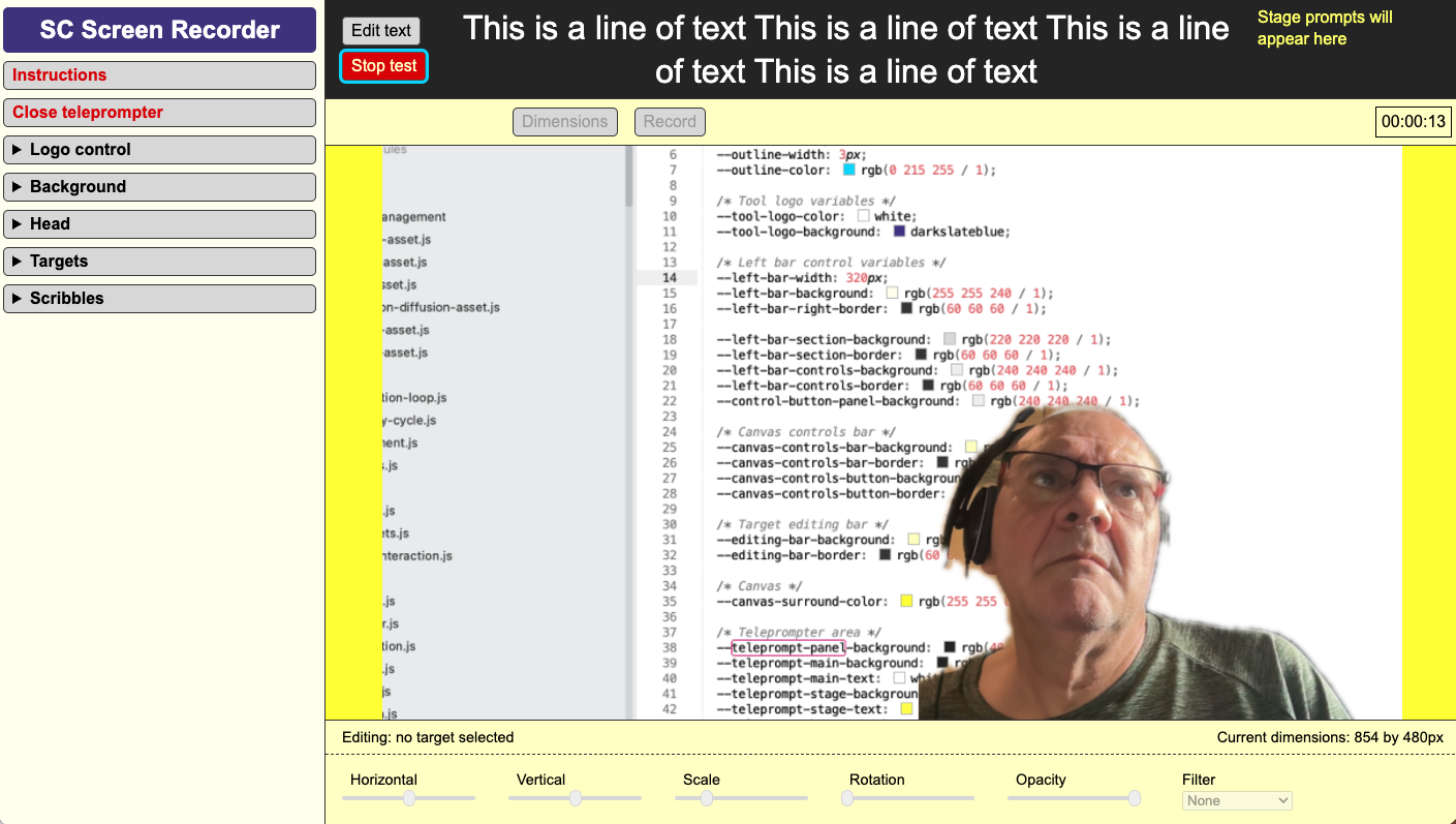 Screenshot - teleprompter test